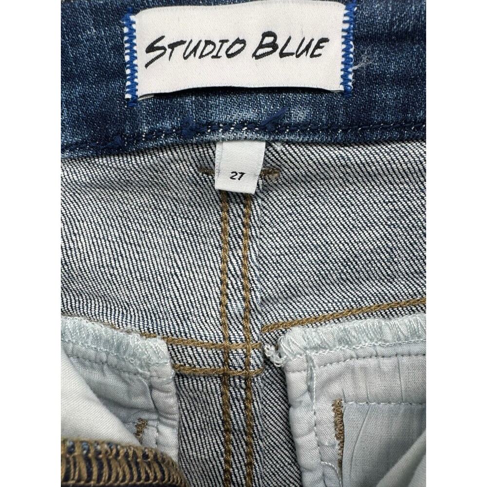 Studio Blue Women Denim Stretch High Rise Straight Jeans Button Size 27 Blue NWT - Picture 3 of 4